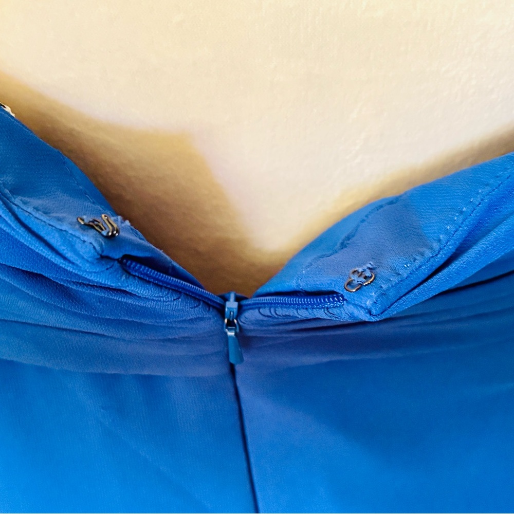 Bill Levkoff Sample Size US 12 One Shoulder Blue Wrap Detail Formal Mini Dress - Picture 10 of 15